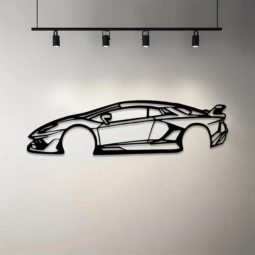 Sleek Metal Sports Car Wall Art