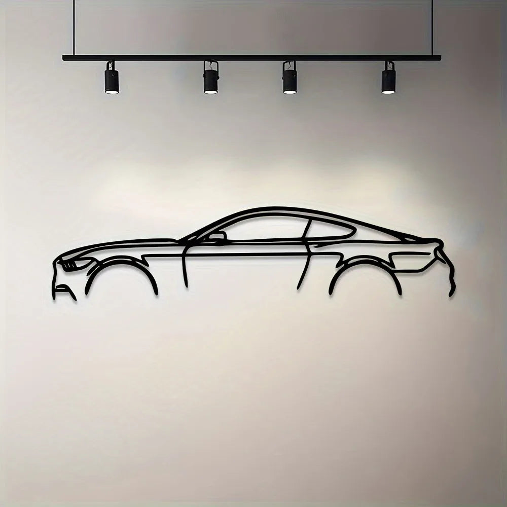 Sleek Metal Sports Car Wall Art