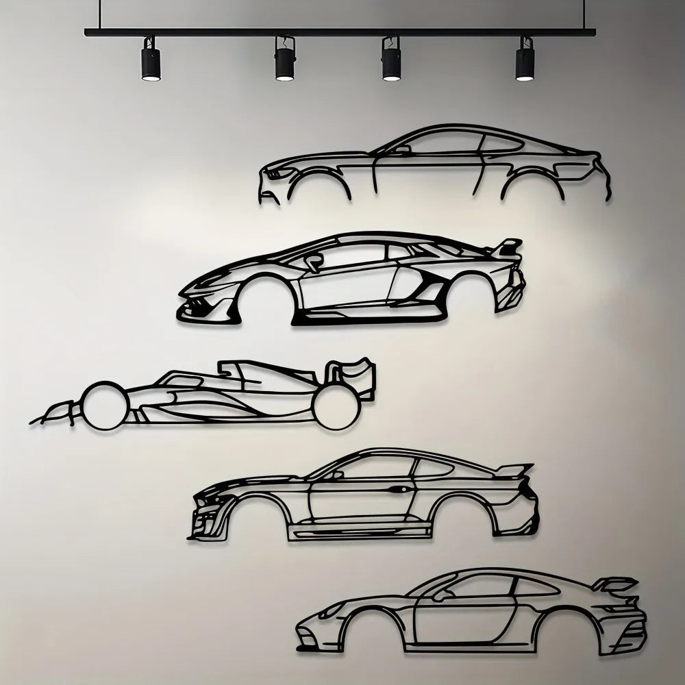 Sleek Metal Sports Car Wall Art