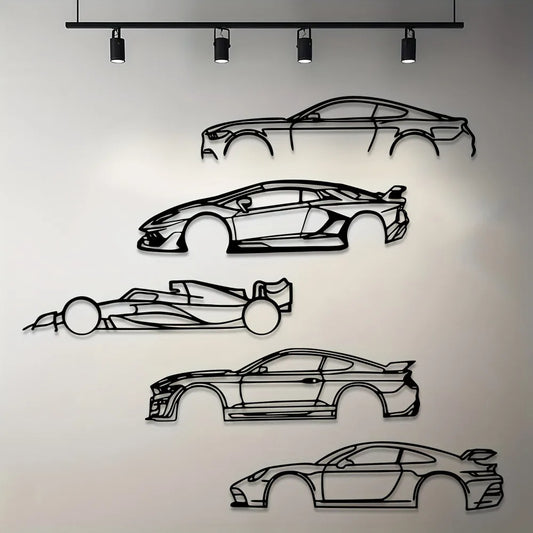 Sleek Metal Sports Car Wall Art