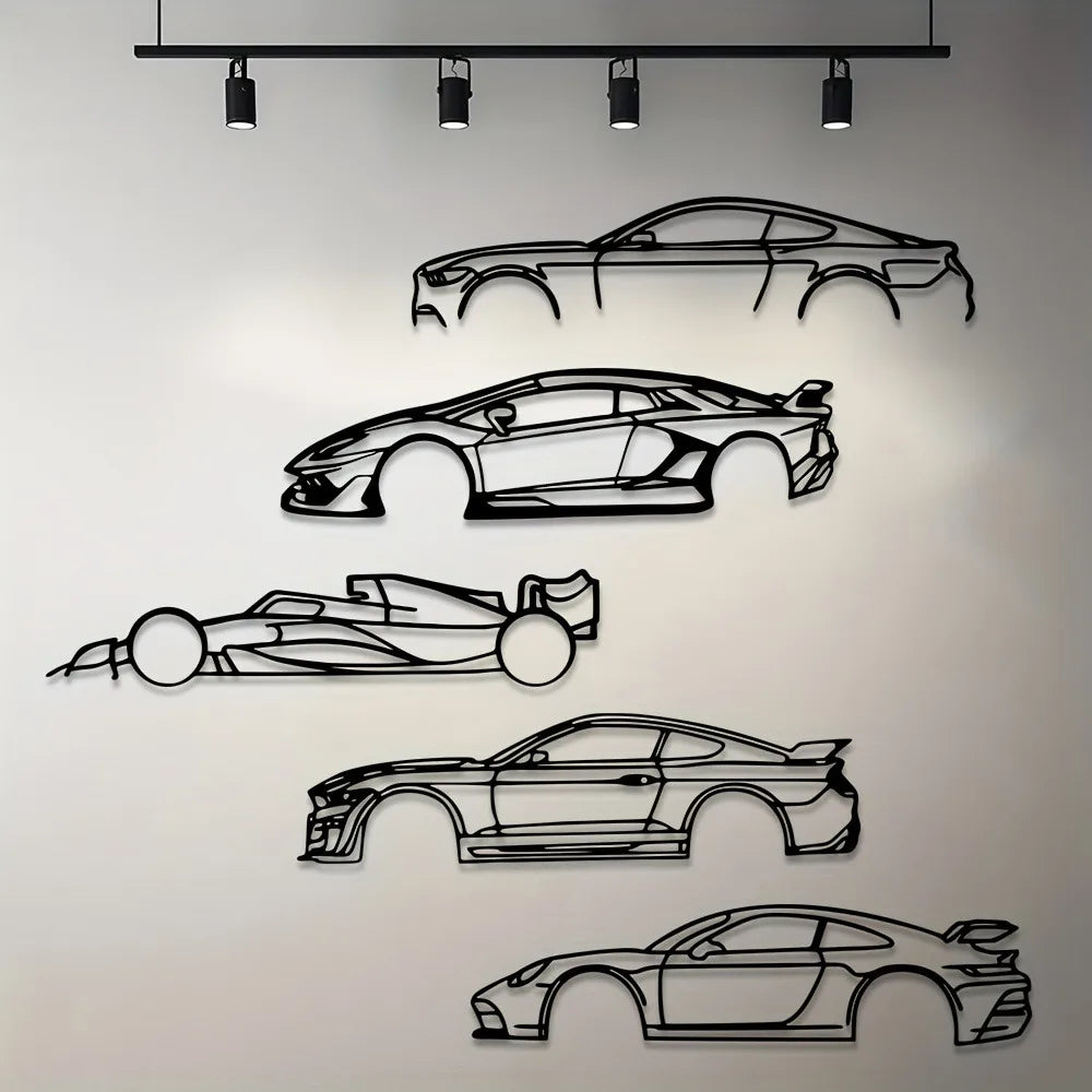 Sleek Metal Sports Car Wall Art