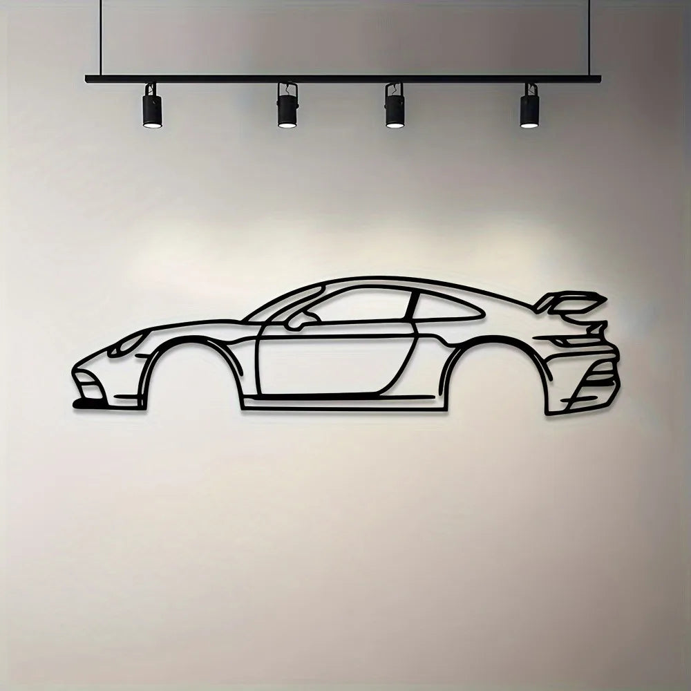 Sleek Metal Sports Car Wall Art