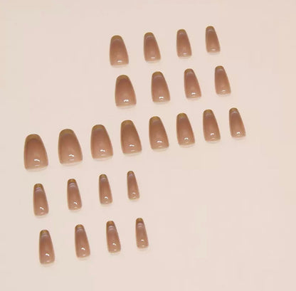 Gold Brown Cat Eye 24Pcs Nails Set