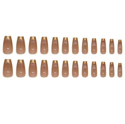 Gold Brown Cat Eye 24Pcs Nails Set